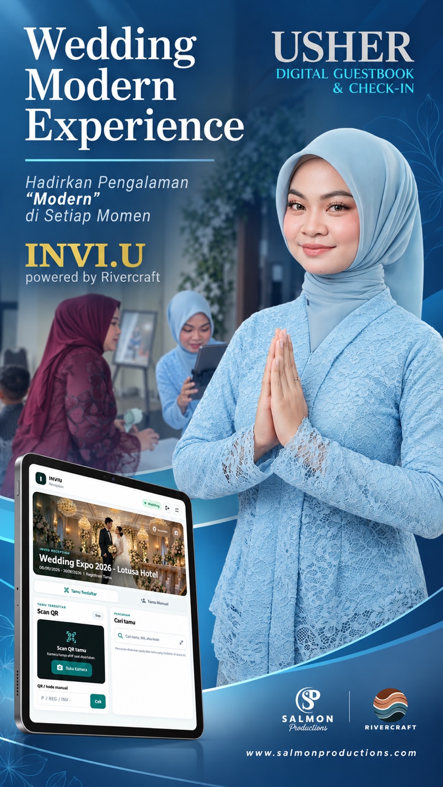 Materi pengenalan INVI-U dengan buku tamu digital, check-in, dan layanan usher